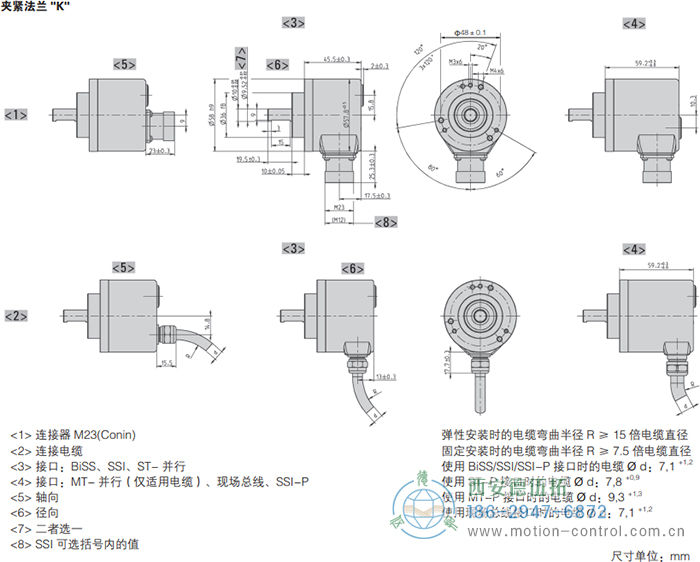 AC58-Interbus光電絕對值通用編碼器外形及安裝尺寸(夾緊法蘭K) - 西安德伍拓自動化傳動系統(tǒng)有限公司 AC58-Interbus光電絕對值通用編碼器外形及安裝尺寸(夾緊法蘭K) - 西安德伍拓自動化傳動系統(tǒng)有限公司