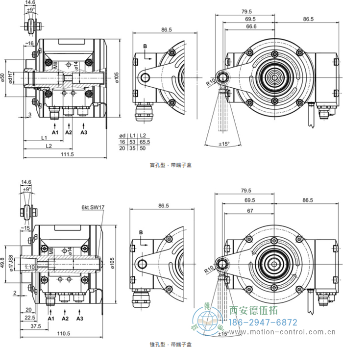 HMG10P-B - EtherCAT絕對值重載編碼器外形及安裝尺寸(盲孔型或錐孔型) - 西安德伍拓自動化傳動系統(tǒng)有限公司 HMG10P-B - EtherCAT絕對值重載編碼器外形及安裝尺寸(盲孔型或錐孔型) - 西安德伍拓自動化傳動系統(tǒng)有限公司