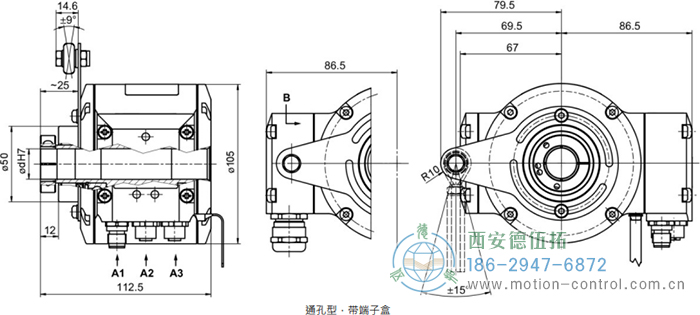 HMG10P-T - EtherNet/IP絕對值重載編碼器外形及安裝尺寸(通孔型) - 西安德伍拓自動化傳動系統(tǒng)有限公司 HMG10P-T - EtherNet/IP絕對值重載編碼器外形及安裝尺寸(通孔型) - 西安德伍拓自動化傳動系統(tǒng)有限公司