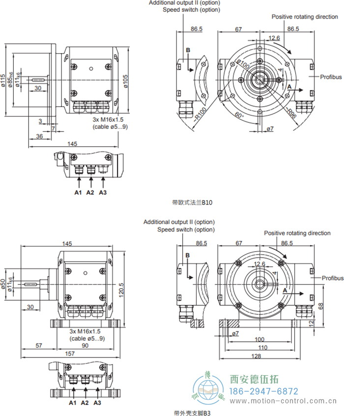 PMG10 - Profibus DP絕對(duì)值重載編碼器外形及安裝尺寸(?11 mm實(shí)心軸,帶歐式法蘭B10或外殼支腳 (B3)) - 西安德伍拓自動(dòng)化傳動(dòng)系統(tǒng)有限公司 PMG10 - Profibus DP絕對(duì)值重載編碼器外形及安裝尺寸(?11 mm實(shí)心軸,帶歐式法蘭B10或外殼支腳 (B3)) - 西安德伍拓自動(dòng)化傳動(dòng)系統(tǒng)有限公司