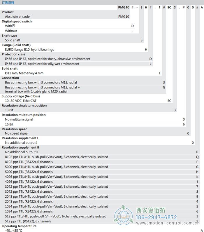PMG10 - EtherCAT絕對(duì)值重載編碼器訂貨選型參考(?11 mm實(shí)心軸,帶歐式法蘭B10或外殼支腳 (B3)) - 西安德伍拓自動(dòng)化傳動(dòng)系統(tǒng)有限公司 PMG10 - EtherCAT絕對(duì)值重載編碼器訂貨選型參考(?11 mm實(shí)心軸,帶歐式法蘭B10或外殼支腳 (B3)) - 西安德伍拓自動(dòng)化傳動(dòng)系統(tǒng)有限公司